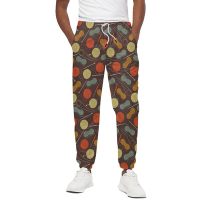 Yarn And Needle Pattern Print Cotton Pants