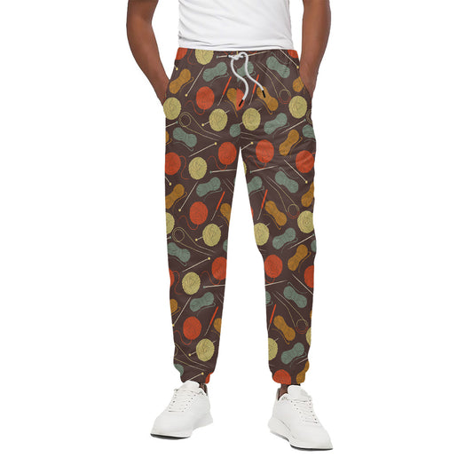 Yarn And Needle Pattern Print Cotton Pants