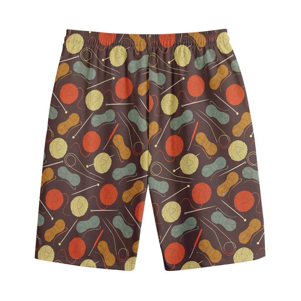 Yarn And Needle Pattern Print Cotton Shorts