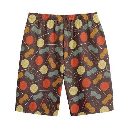 Yarn And Needle Pattern Print Cotton Shorts