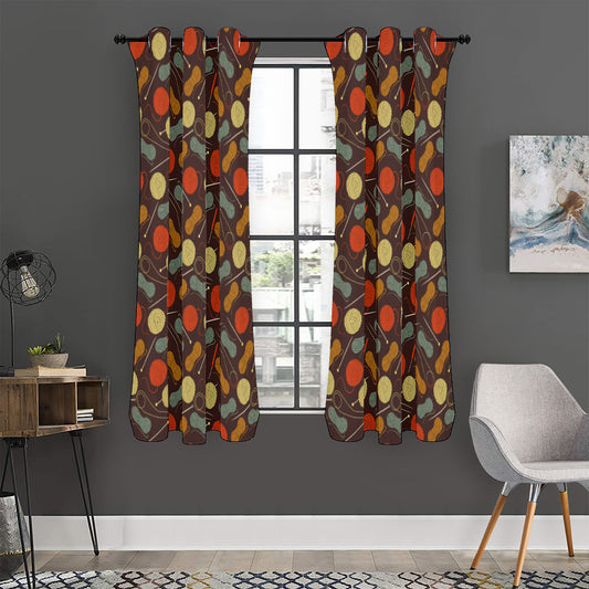 Yarn And Needle Pattern Print Curtain
