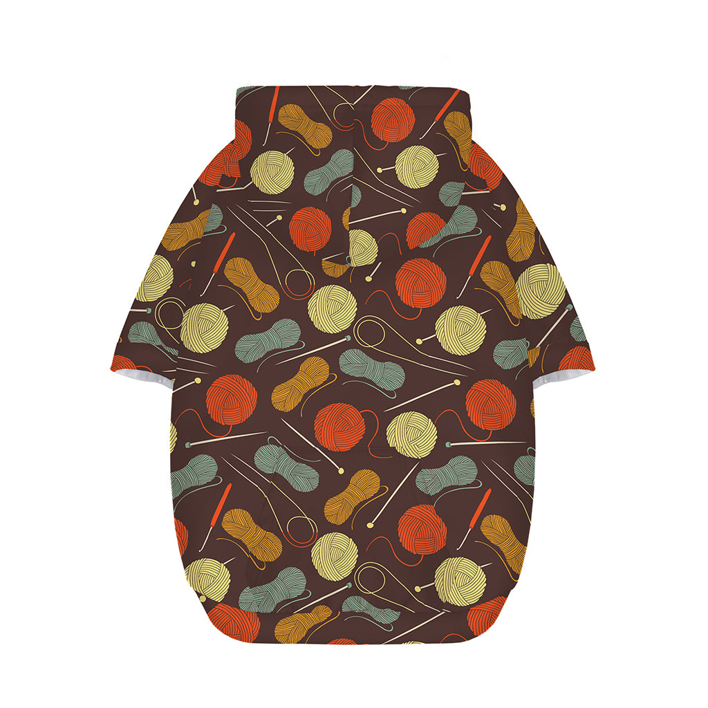 Yarn And Needle Pattern Print Dog Zip Up Hoodie