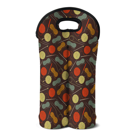 Yarn And Needle Pattern Print Double Neoprene Wine Tote