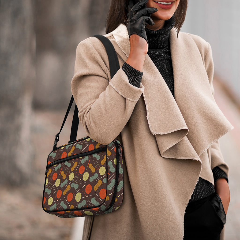 Yarn And Needle Pattern Print Double Strap Bible Bag