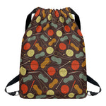 Yarn And Needle Pattern Print Drawstring Backpack