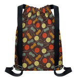 Yarn And Needle Pattern Print Drawstring Backpack