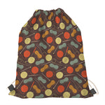Yarn And Needle Pattern Print Drawstring Bag