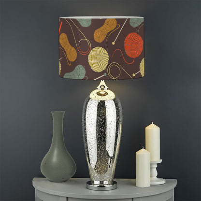 Yarn And Needle Pattern Print Drum Lamp Shade