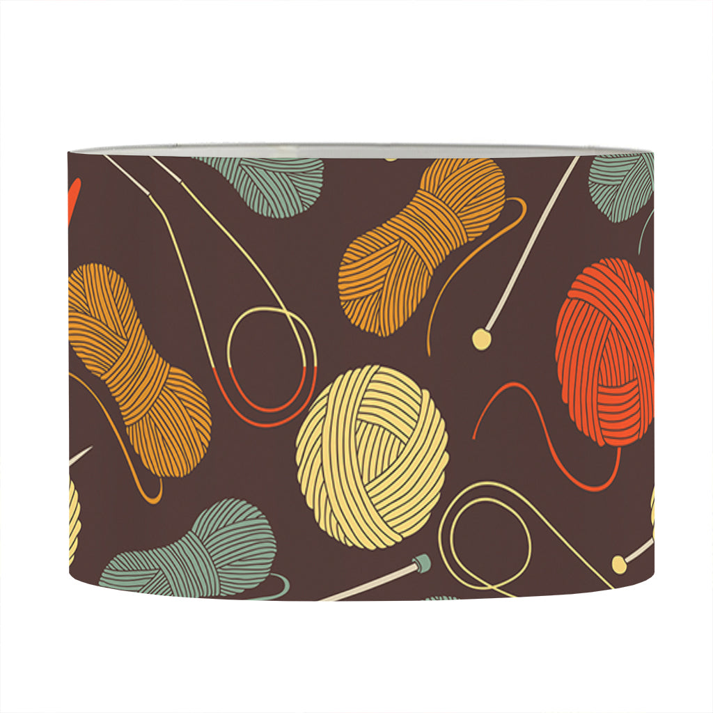 Yarn And Needle Pattern Print Drum Lamp Shade