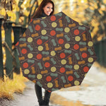Yarn And Needle Pattern Print Foldable Umbrella