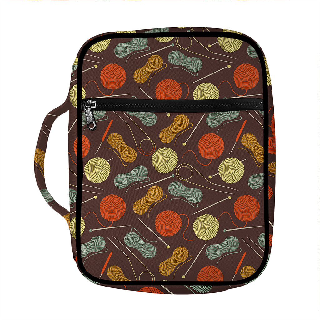 Yarn And Needle Pattern Print Front Pocket Bible Bag
