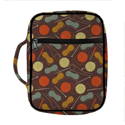 Yarn And Needle Pattern Print Front Pocket Bible Bag