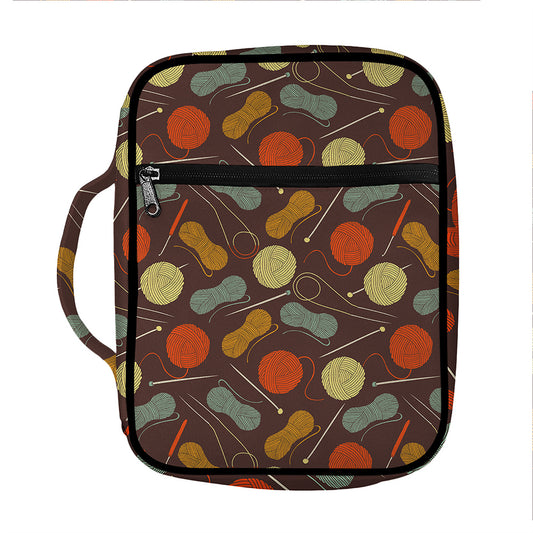 Yarn And Needle Pattern Print Front Pocket Bible Bag
