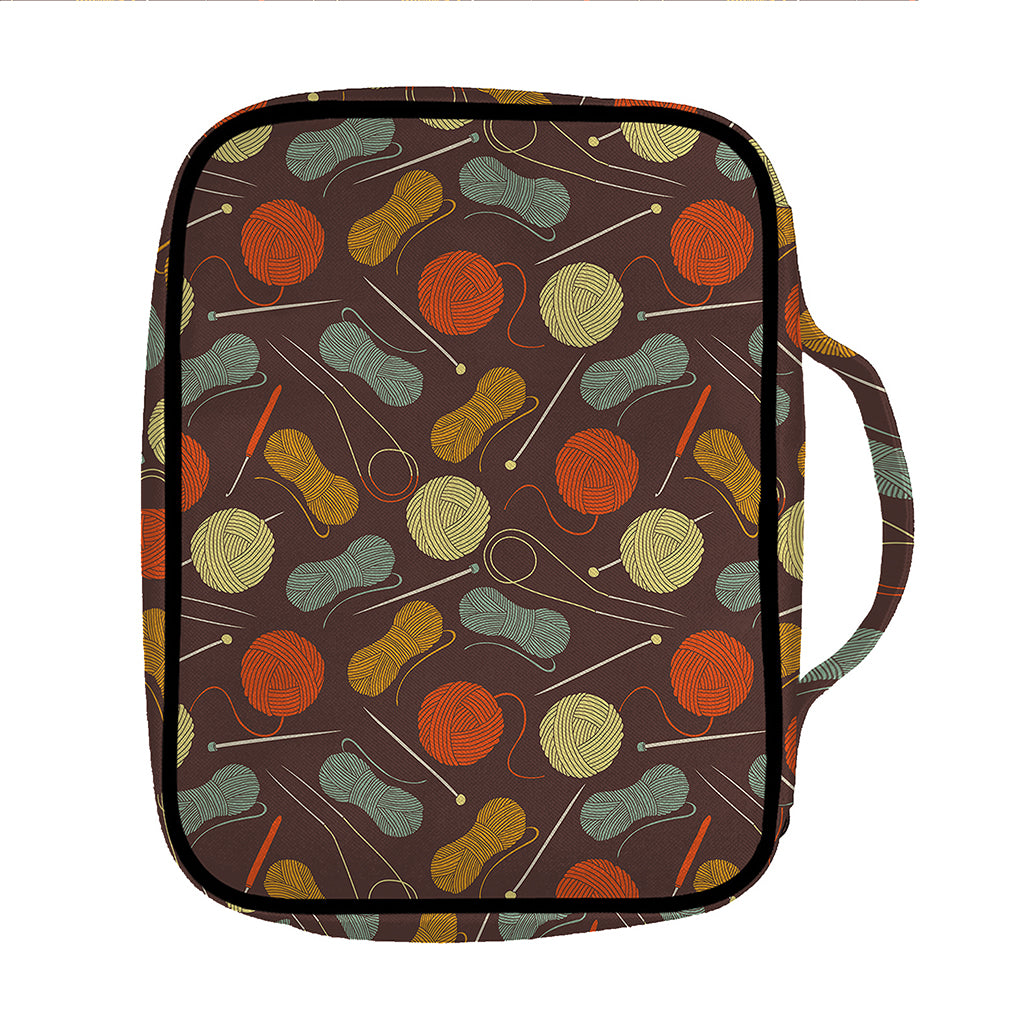 Yarn And Needle Pattern Print Front Pocket Bible Bag