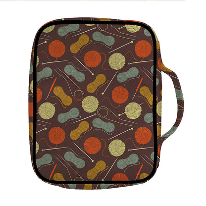 Yarn And Needle Pattern Print Front Pocket Bible Bag