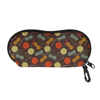 Yarn And Needle Pattern Print Glasses Case