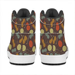 Yarn And Needle Pattern Print High Top Leather Sneakers