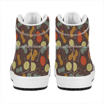 Yarn And Needle Pattern Print High Top Leather Sneakers