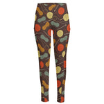 Yarn And Needle Pattern Print High-Waisted Pocket Leggings