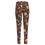 Yarn And Needle Pattern Print High-Waisted Pocket Leggings
