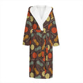 Yarn And Needle Pattern Print Hooded Bathrobe