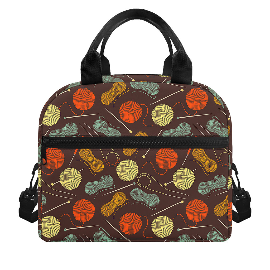 Yarn And Needle Pattern Print Insulated Lunch Bag