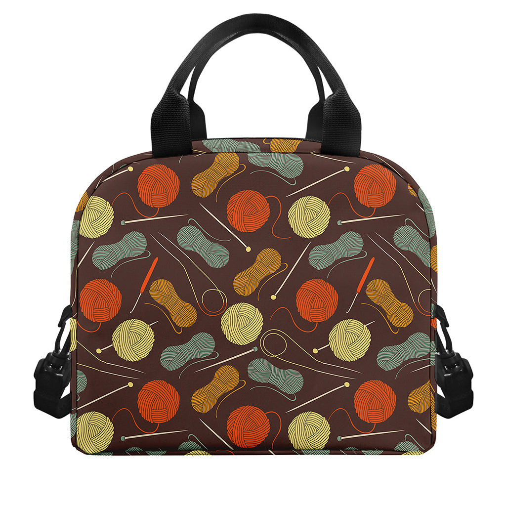 Yarn And Needle Pattern Print Insulated Lunch Bag