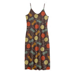 Yarn And Needle Pattern Print Jersey Midi Cami Dress