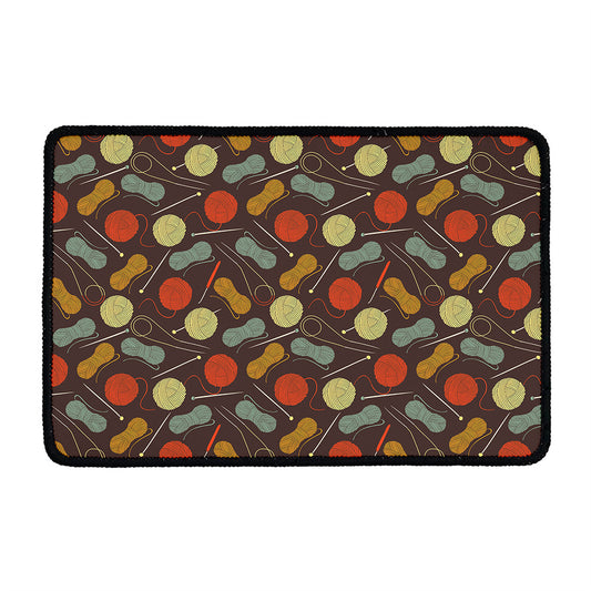 Yarn And Needle Pattern Print Kitchen Mat