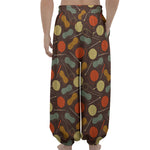 Yarn And Needle Pattern Print Lantern Pants