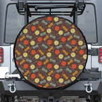 Yarn And Needle Pattern Print Leather Spare Tire Cover