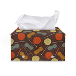 Yarn And Needle Pattern Print Leather Tissue Box Cover