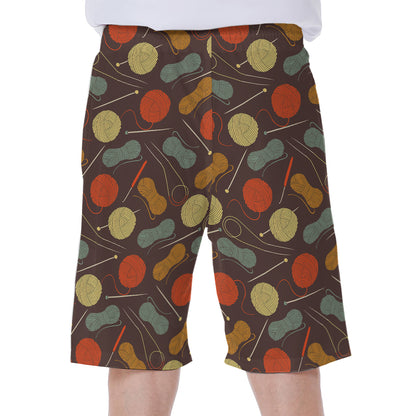 Yarn And Needle Pattern Print Men's Beach Shorts