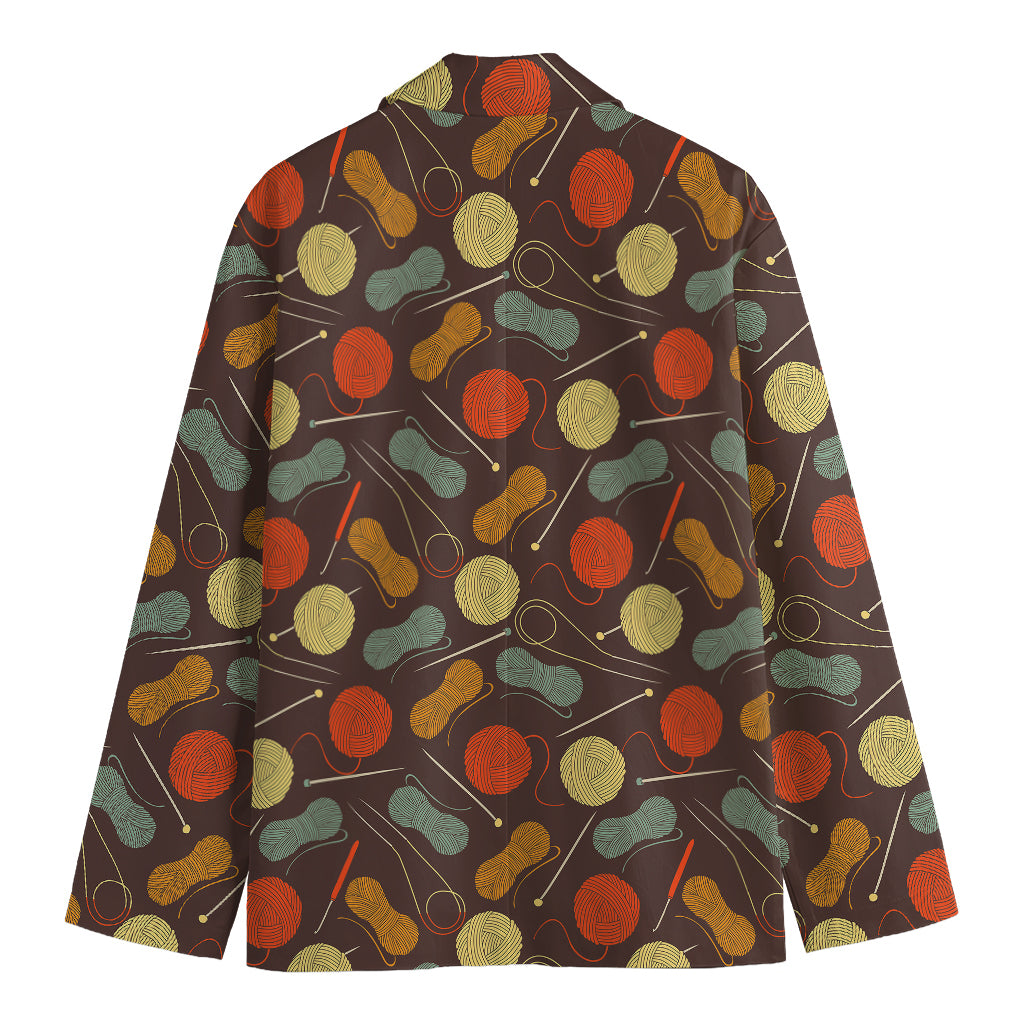 Yarn And Needle Pattern Print Men's Blazer