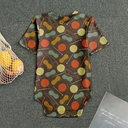 Yarn And Needle Pattern Print Men's Bodysuit