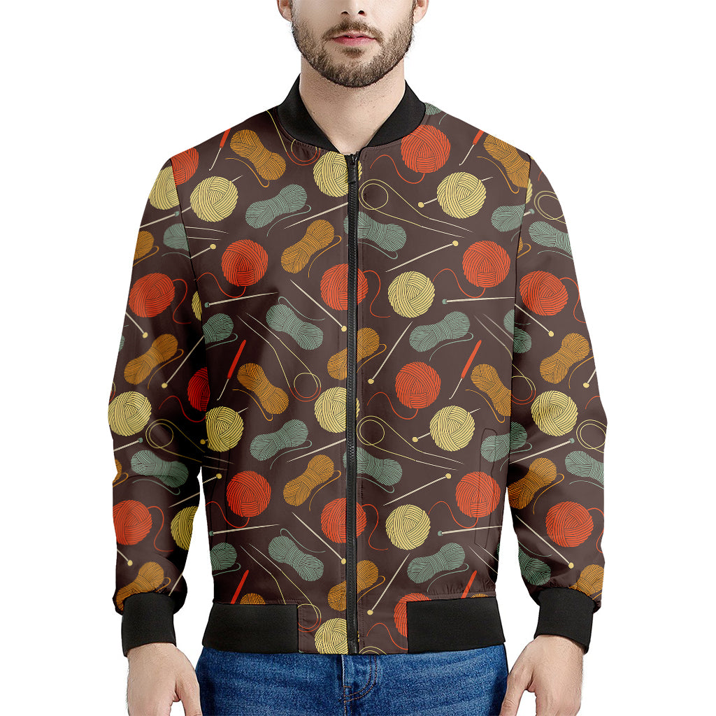 Yarn And Needle Pattern Print Men's Bomber Jacket