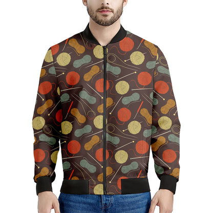 Yarn And Needle Pattern Print Men's Bomber Jacket