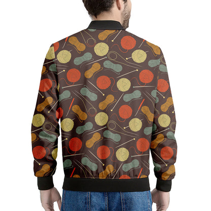 Yarn And Needle Pattern Print Men's Bomber Jacket