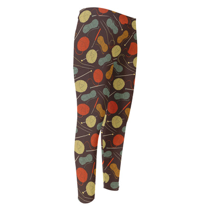 Yarn And Needle Pattern Print Men's Compression Pants