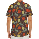 Yarn And Needle Pattern Print Men's Deep V-Neck Shirt