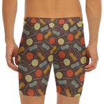 Yarn And Needle Pattern Print Men's Long Boxer Briefs