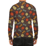 Yarn And Needle Pattern Print Men's Long Sleeve Rash Guard