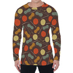 Yarn And Needle Pattern Print Men's Long Sleeve T-Shirt