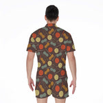Yarn And Needle Pattern Print Men's Rompers