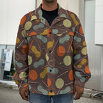 Yarn And Needle Pattern Print Men's Shirt Jacket