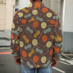 Yarn And Needle Pattern Print Men's Shirt Jacket