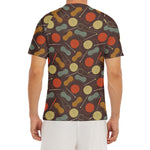 Yarn And Needle Pattern Print Men's Short Sleeve Rash Guard