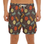 Yarn And Needle Pattern Print Men's Split Running Shorts