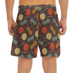 Yarn And Needle Pattern Print Men's Split Running Shorts
