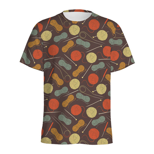 Yarn And Needle Pattern Print Men's Sports T-Shirt
